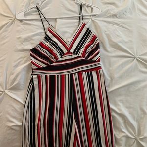 Express Brand, Red White & Black Stripped Jumpsuit